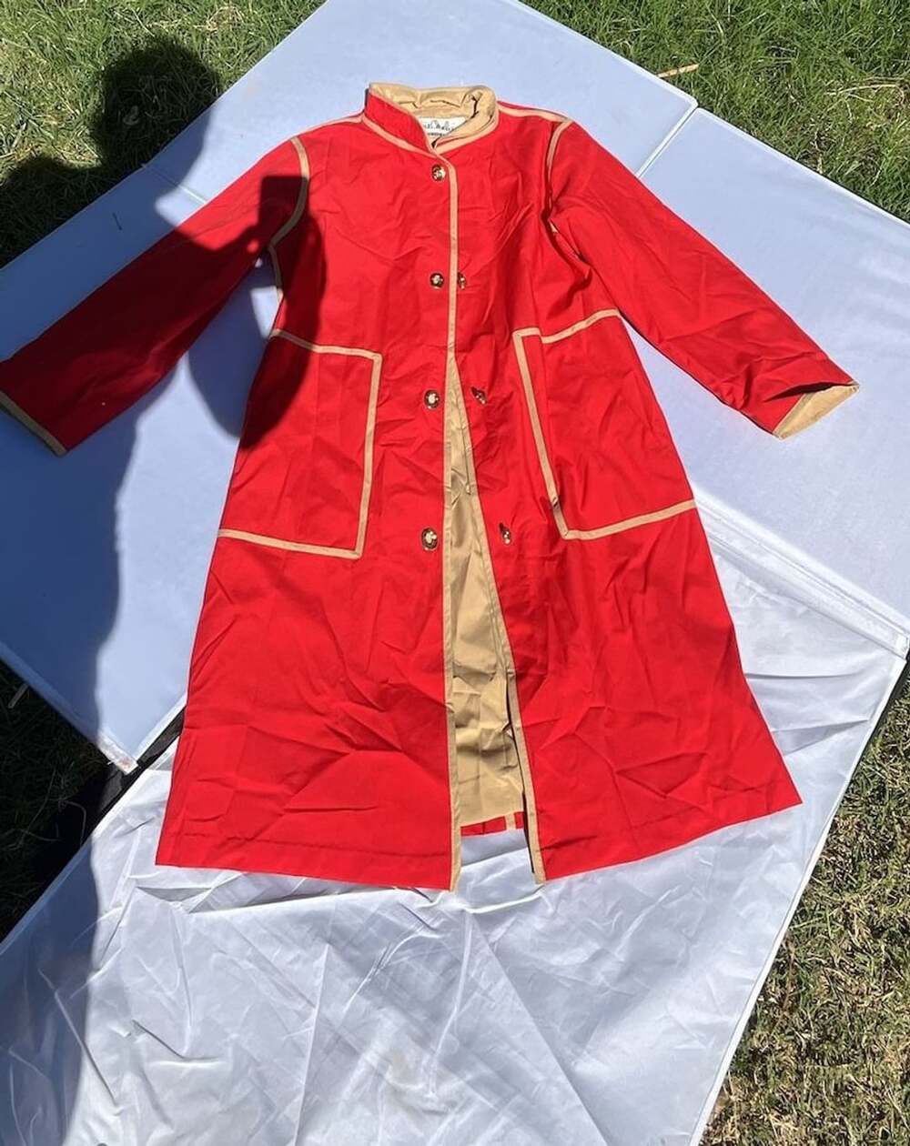 Bonnie Cashin Weatherwear For Russ Taylor Vintage Coat Red Tan 1970s